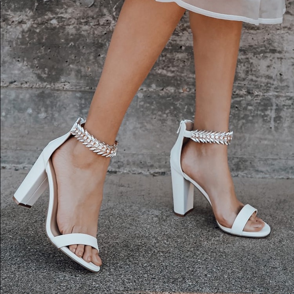 Mylan White Ankle Strap Heels from Lulus NEW never worn